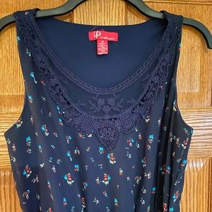 UP BY ULTRA PINK NAVY BLUE SLEEVELESS FLORAL DRESS SIZE MEDIUM